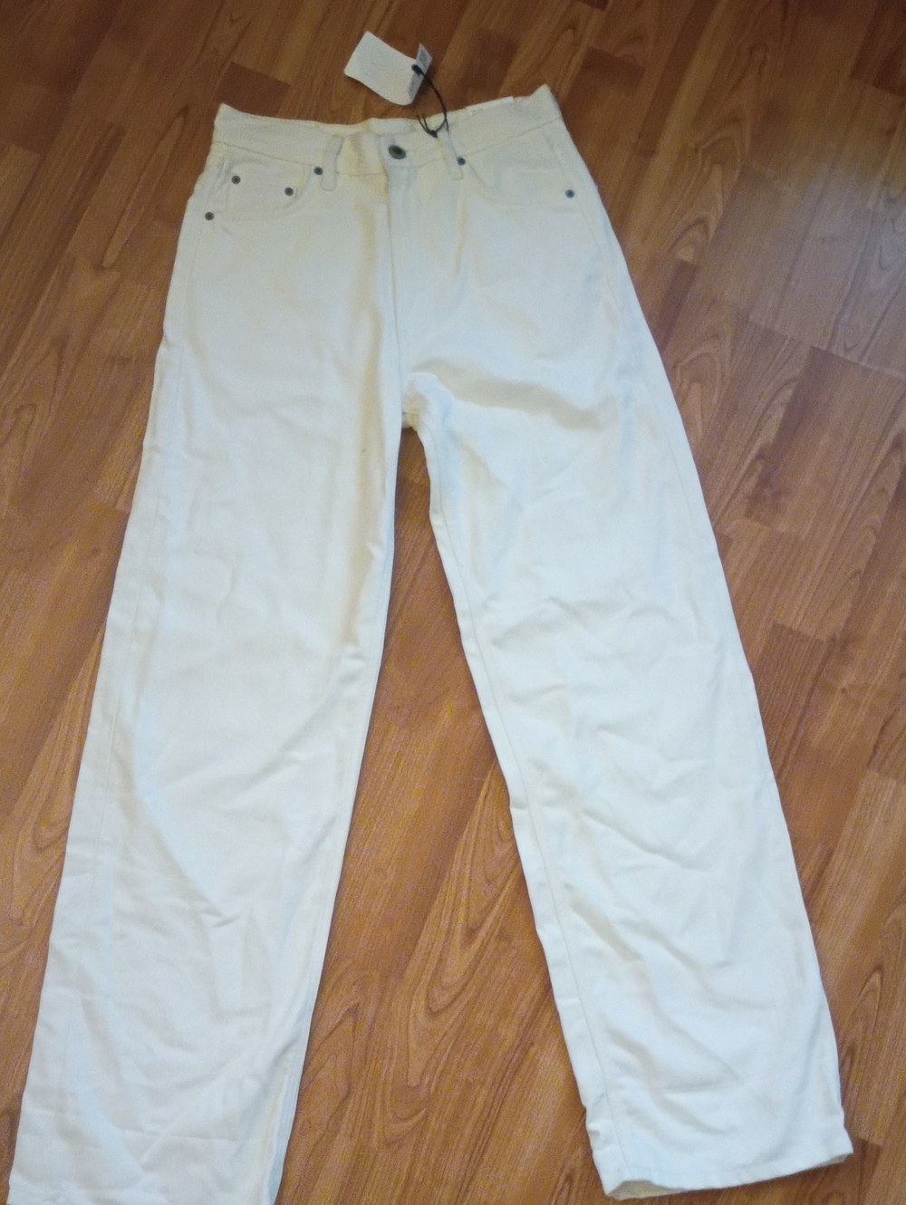 Zara Men's Cream Straight-Leg Chinos